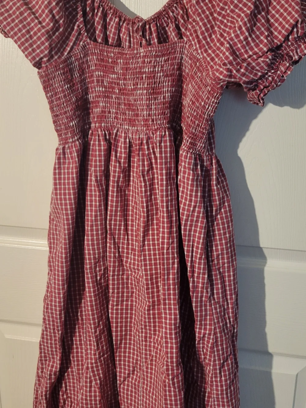 Universal Thread Girls Red Plaid Puff-Sleeve Dress - Picture 2 of 5